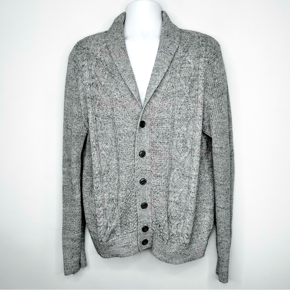 [Gap] Men’s Budding Cable Knit Heather Grey Cardigan